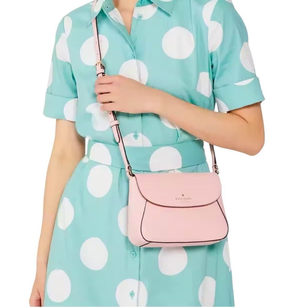 Kate Spade Flip Crossbody HC465 Pebbled Leather Tea Rose Color NWT